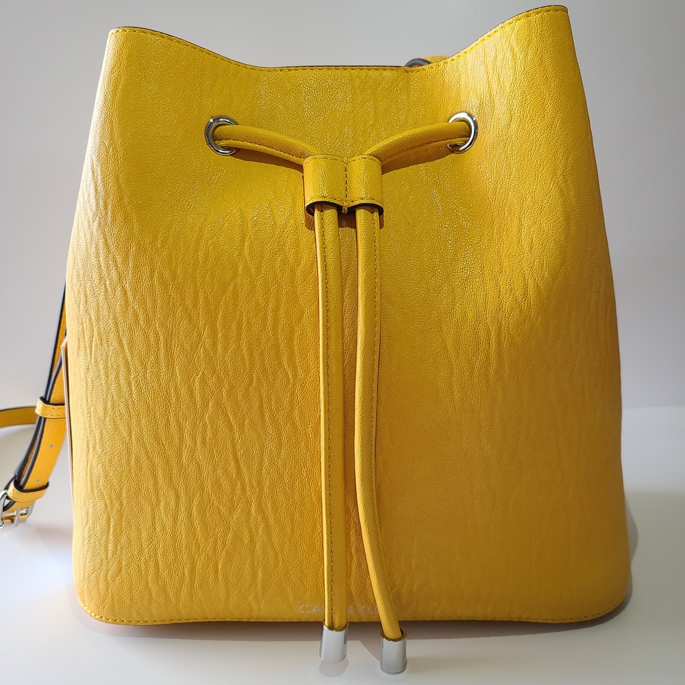NWT Calvin Klein Gabrianna Yellow Bucket Bag